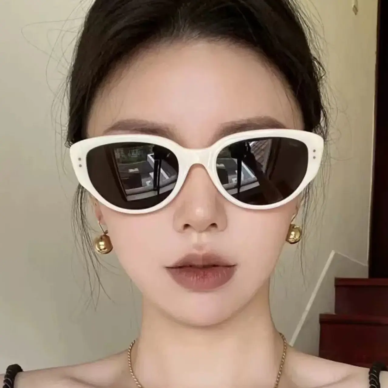 Small pink frame cat-eye sunglasses for women 2025 new style high-end sense can be matched with myopia with degree anti-ultraviolet sunglasses