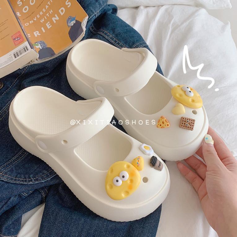 Komin Sendal Mary jane Sendal Wedges Sandal Baim Wanita DIY Terbaru Slip On Import Sendal Medis Anti Air Sandal Platform Anti Slip 6