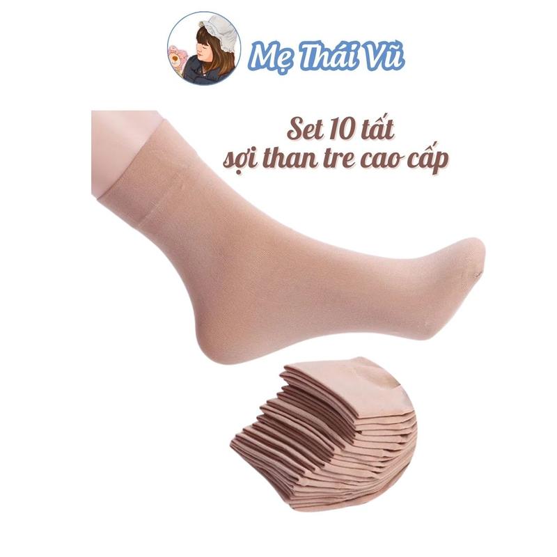 Set 10 đôi tất nữ sợi THAN TRE cao cấp tất vớ da chân cho mẹ đàn hồi thoải mái Mẹ Thái Vũ Nữ Women