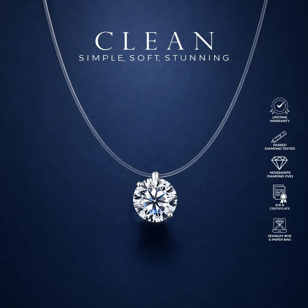 Roystone_Moissanite Kalung Wanita Original Sertifikat GRA Silver925 Anti Pudar_Rossa Necklace