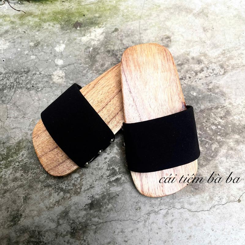   caitiembaba  Guốc gỗ Guốc mộc cho bé Guốc xỏ ngón quai nhung truyền thống cho bé mặc bà ba áo dài đi chơi Lễ Tết Trung thu 