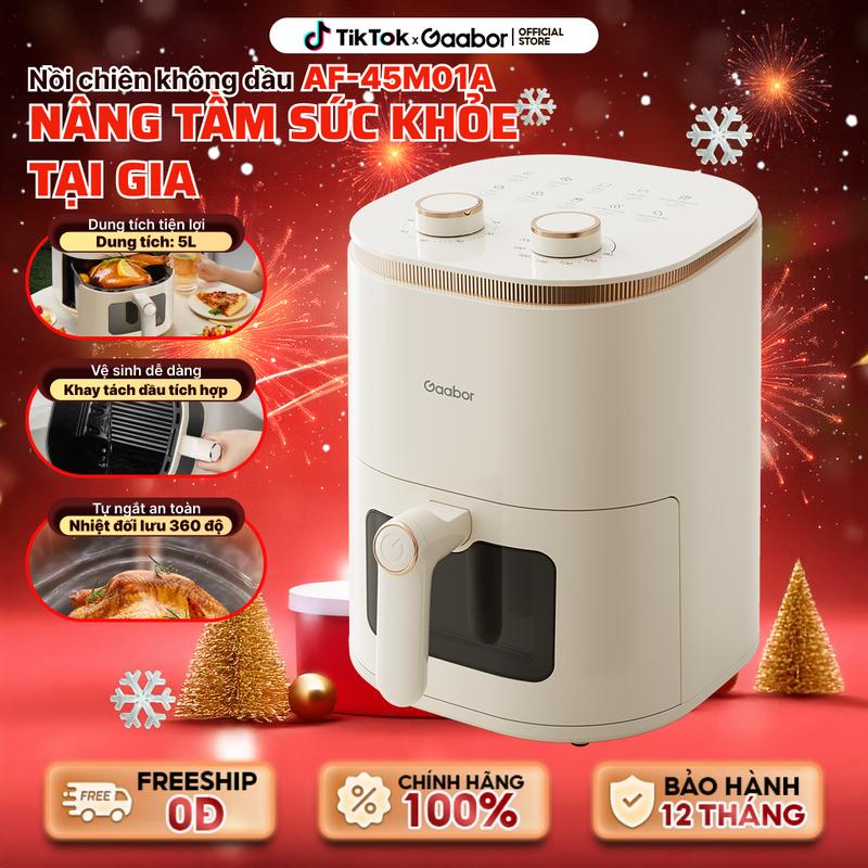  Gaabor | Nồi chiên không dầu Gaabor AF-45M01A nút cơ dung tích 5 lít dùng cho gà vịt nguyên con dưới 1200g công suất 1350W giá rẻ đa năng thiết kế đẹp mắt Nấu ăn cooker noi chien gaabor nướng lò nướng hấp sấy air fryer 