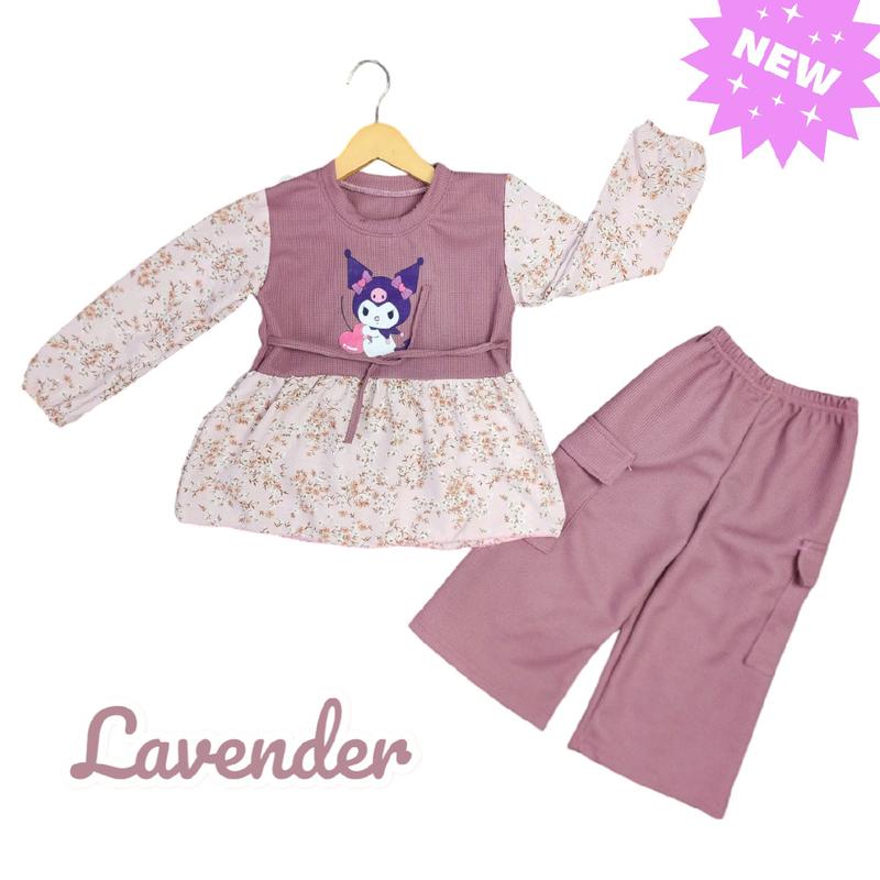 one set labubu viral 2025 stelan anak perempuan  kuromi baju terlaris 1