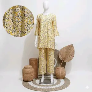 Amira Oneset Baju Wanita Motif Trendy & Nyaman Desain Elegan Lengan Rempel Saku Celana Bahan Rayon Lokal Soloan Super Ukuran M L XL