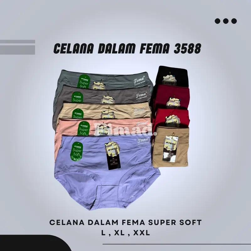 CELANA DALAM FEMA 3588 SUPER SOFT LEMBUT ISI 3 6 12  Wanita Dewasa Katun underwear  wanita 2