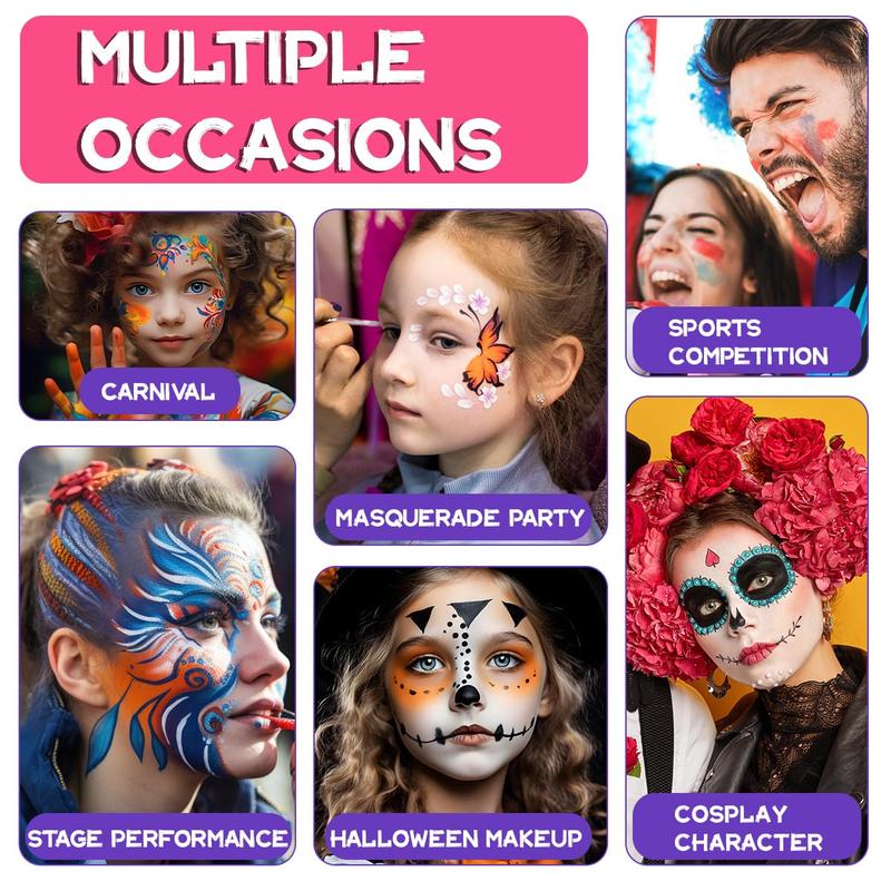 Product Introduction of OPHIR Face Painting-30g Face Paints Body Paint Pearly Color Pigments for Halloween Makeup Makeover Costume Tactical Facepainting Supplies for Adults & Kids, Water Base, Easy to Clean (Silver) 3