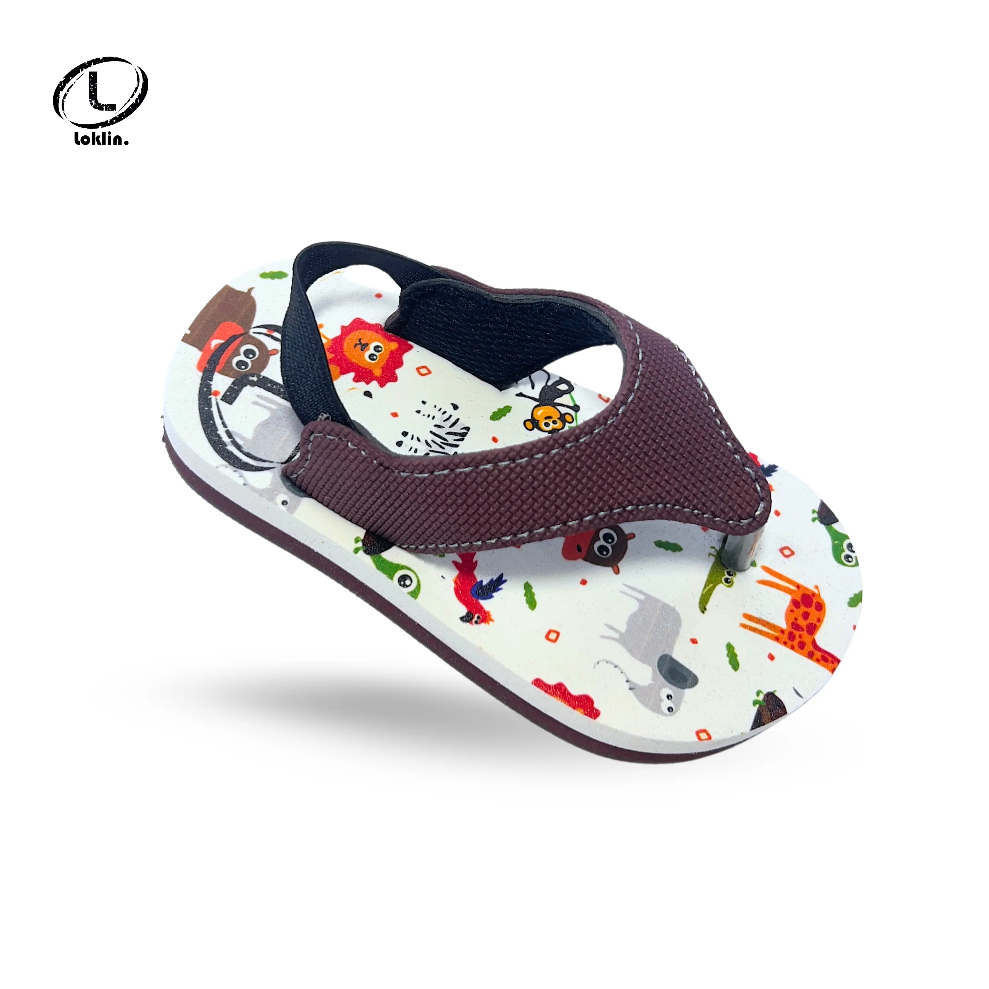 Loklin Sandal Jepit Anak Laki-Laki Sendal Bayi Laki Flip Flop Zoo Animals