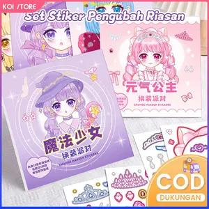 KOI STORE Diy stickers cartoon change make up princess sticker book dress up stickers