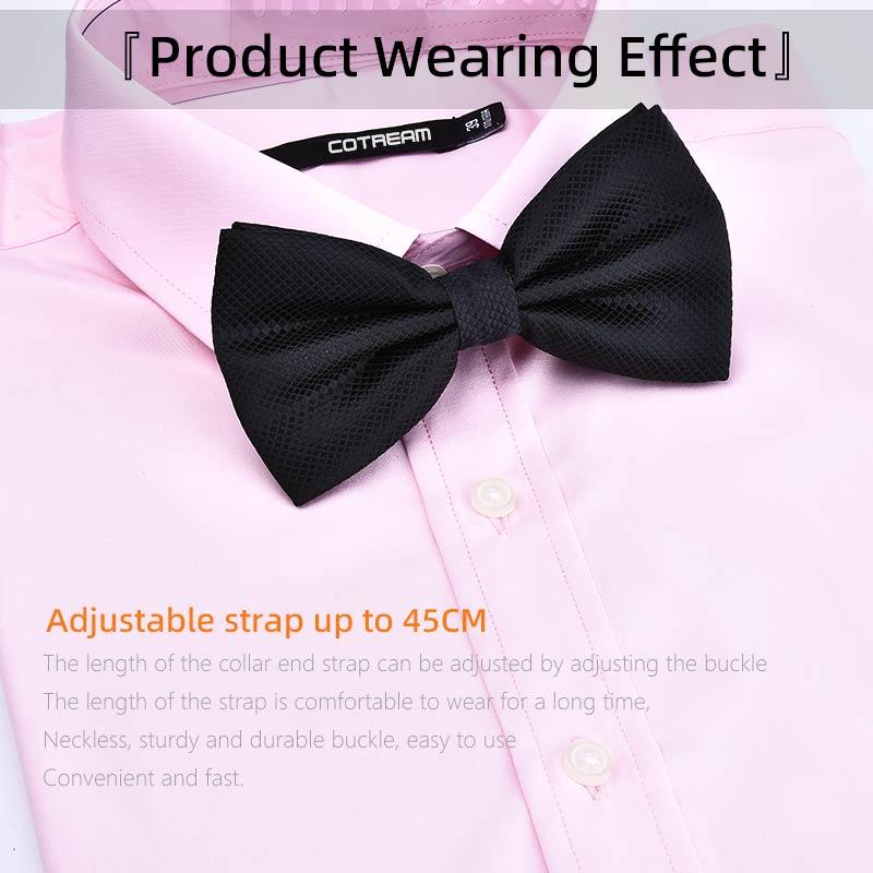 Product Introduction of Groom's Wedding Tie Pocket Scarf Square Scarf Chest Needle Breast Flower Three piece Set Red Bow Men's Black Gentleman 4