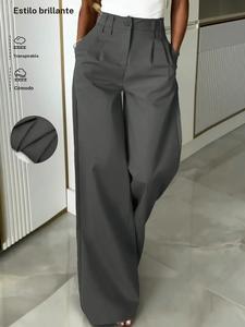 Pantalones de traje simples de estilo profesional para mujer, ideales para todas las estaciones, cómodos y elegantes para la oficina