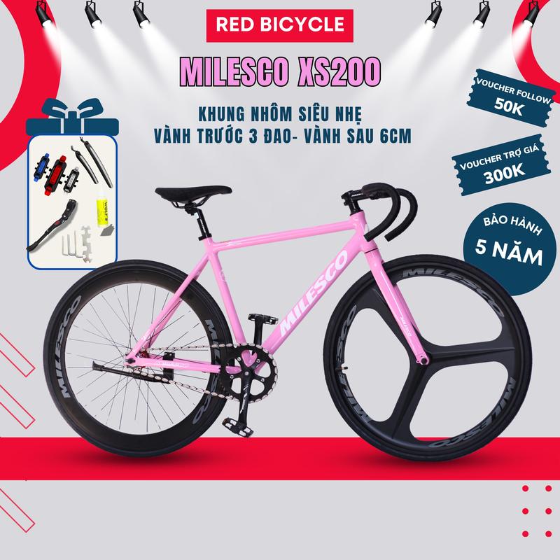 Xe Đạp Fixgear MILESCO XS200, XS100 Khung Nhôm - Đùi Đĩa 48T Mẫu mới