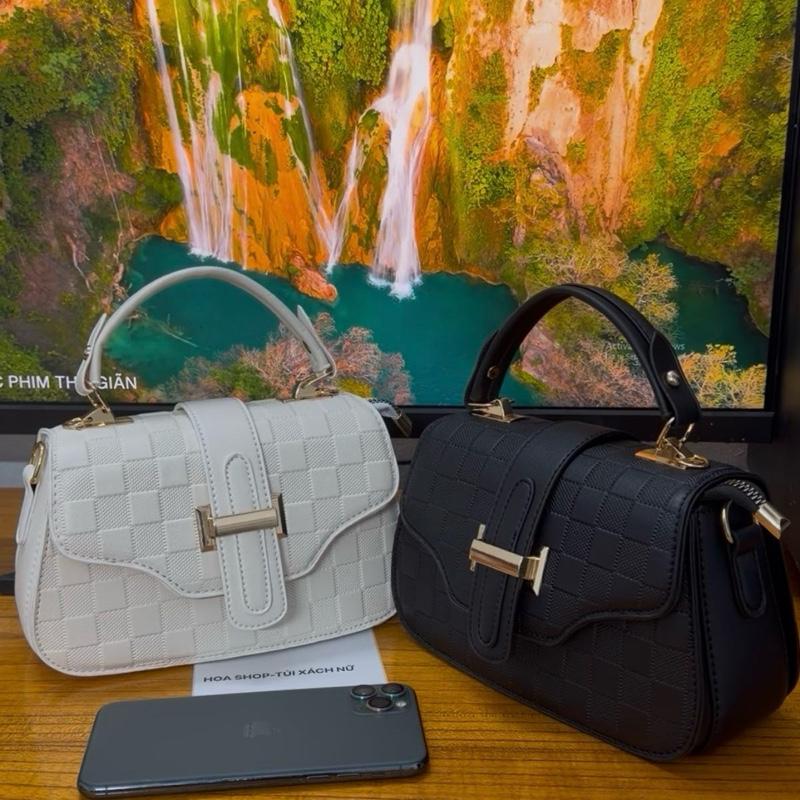 Túi xách nữ đeo chéo đeo vai size 20cm H vân ô có 3 ngăn bag da MÃ 1