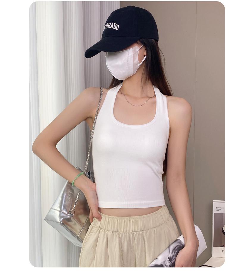 Product Introduction of Áo Yếm Cổ Chữ U, Màu Trơn Áo Vest Nữ Dáng Ôm, Thích Hợp Cho Mùa Hè, Thiết Kế Lưng Thanh Lịch, Áo Cơ Sở Thời Trang, Thích Hợp Cho Thể Thao 5