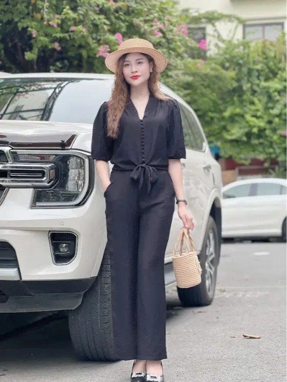 Set đồ bộ nữ, áo tay lỡ quần dài lưng thun, bộ đồ nữ mùa hè, chất vải đũi tơ mềm, mịn, mã B243 7