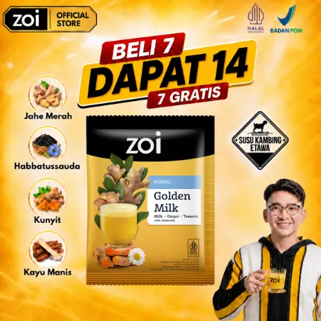 Beli 7 Sachet dapat 14 Sachet Zoi Golden Milk