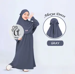 Gamis Anak Aleeya Dress Termasuk Hijab Dengan Variasi Pita Belakang