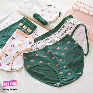 MINA ISI 3 PCS ISI 6 PCS Celana Dalam Wanita Bahan Nylon Spandex Mid Waist Motif Banana CS07 Pendek Hitam Cewek Dewasa Boxer Katun