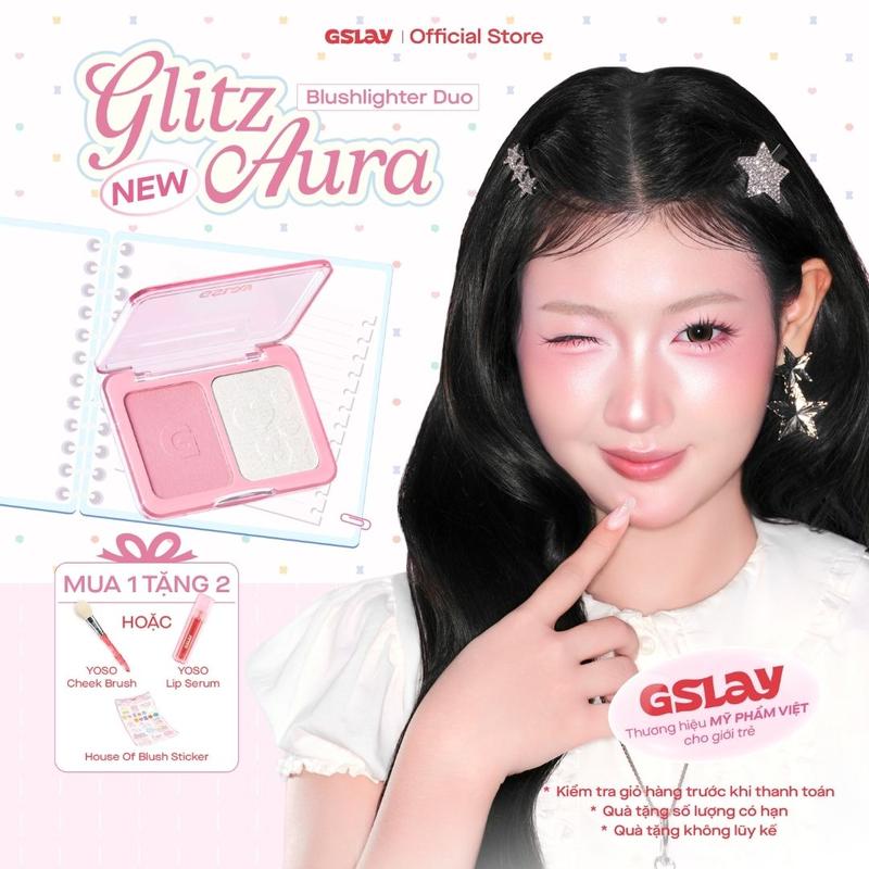 Bảng má hồng bắt sáng 2 ô đa năng GSLAY Glitz Aura Blushlighter Duo phấn má…