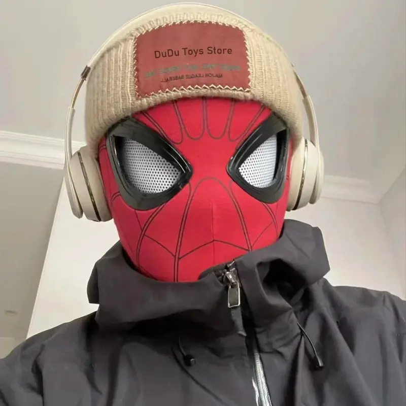 NODIA Tutup Kepala SpiderMan Mata Bisa Berkedip Lulus Chin Control Pahlawan Super Bermain Peran Game Marvel's Spider-Man Miles Morales Mainan Cosplay 2
