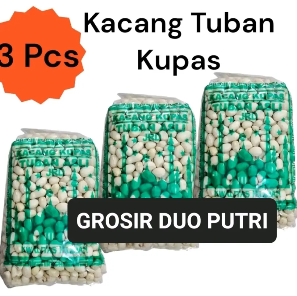 3 bungkus kacang kupas tuban +-350 gram promo kwalitas pilihan