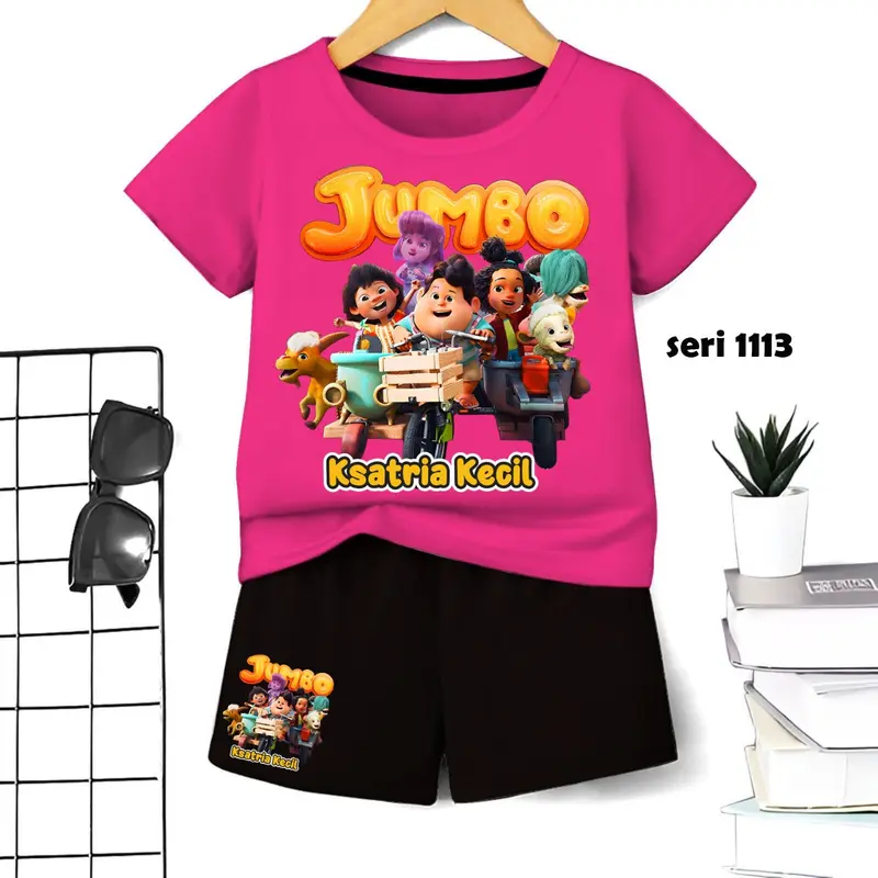 COD Setelan pendek Anak  laki dan perempuan Anime  Umur 1 Tahun Sampai 10 Tahun.Baju Kaos Lengan Pendek Anak Parsel 5