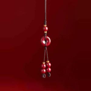 Loket Rantai Telefon, Loket Gesper Keamanan, Bahan Alamiah, Termasuk Cinnabar, Rekaan Teratai, Pixiu dan Labu, Aksesori untuk Rantai Kunci, Warna Emas Ungu Keychains