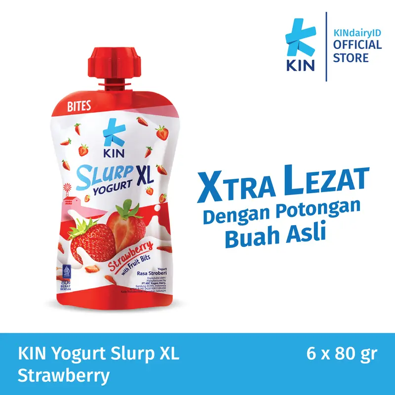 KIN Yogurt Slurp XL Strawberry 6x80gr 1