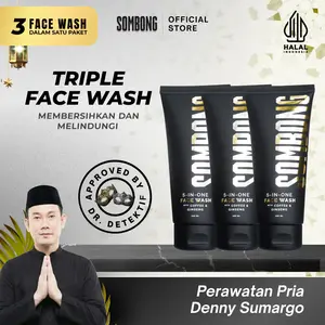 [TRIPLE] SOMBONG 5-in-1 Face Wash with Coffee & Ginseng Sabun Pembersih Kotoran Wajah Pria 100 ml