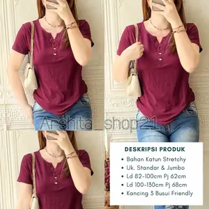 ￼LAVINA [01] TSHIRT || [T21139] ATASAN WANITA KATUN STRETCH LEMBUT KAOS KANCING MELAR ADEM NYAMAN BUSUI FRIENDLY
