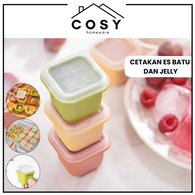 COSY Cetakan Es Batu Bahan Fleksibel plastik / Cetakan Es Batu Kotak Kecil Mini Ice Cube Mold Single Square Food Grade Wadah Alat Pencetak Jelly
