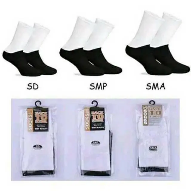 Kaos Kaki Anak Sekolah Laki-laki/Perempuan SD SMP SMA Fashion Stripe - Black and White
