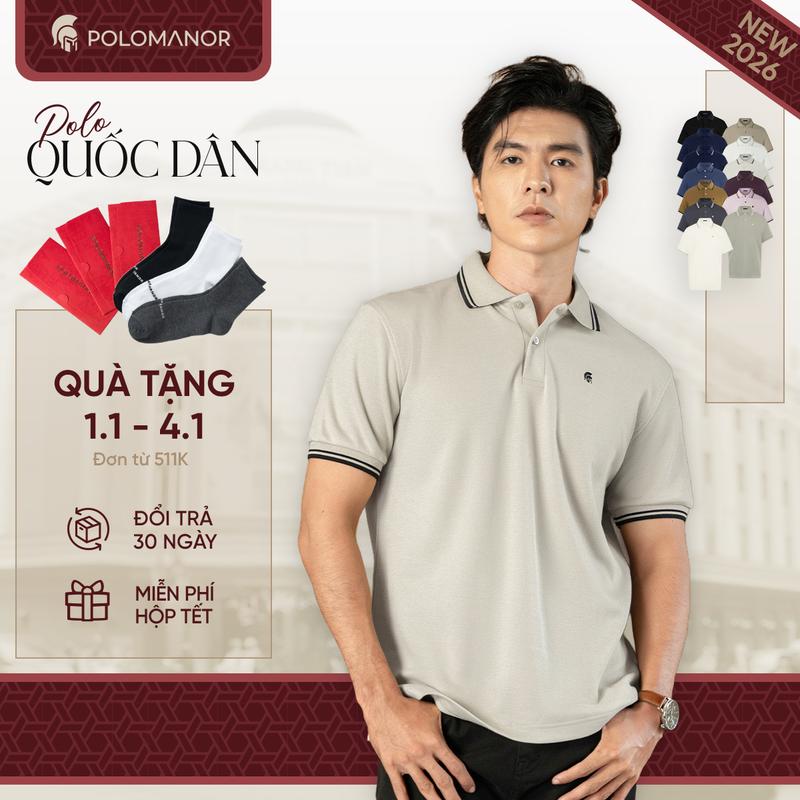 Áo polo nam BASIC CLASSIC Ngắn Tay vải cá sấu cotton piqué interlock sang trọng tinh tế - POLOMANOR Menswear Shirt Có Cổ