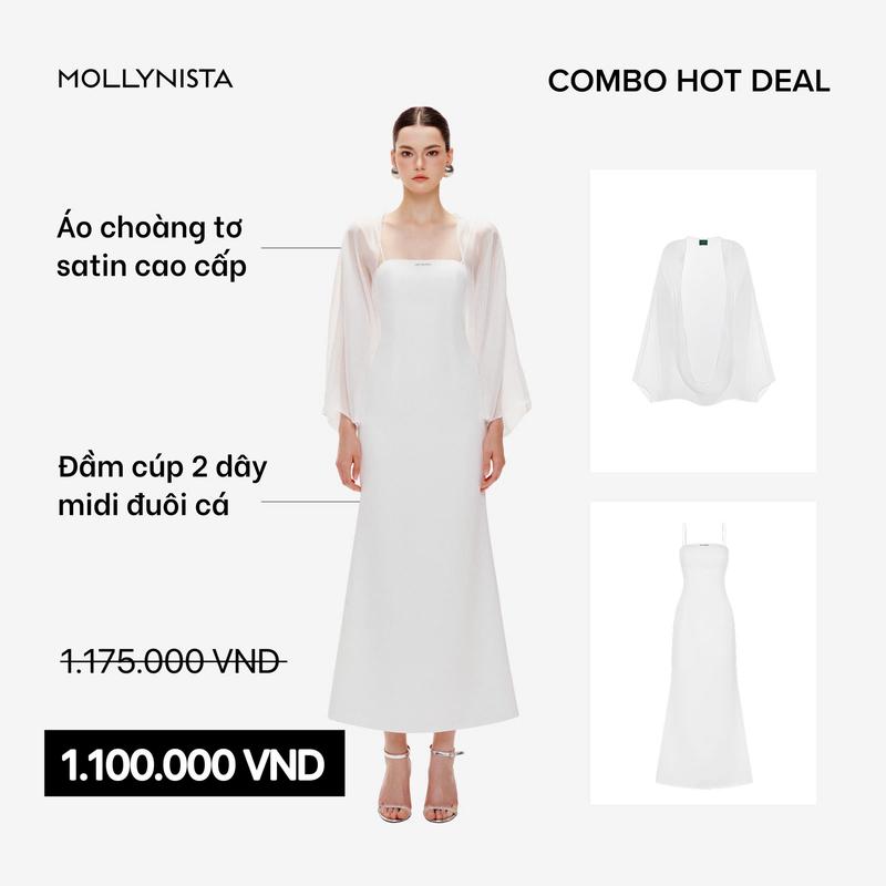 Áo choàng tơ satin cao cấp MOLLYNISTA thiết kế quyến rũ thanh lịch nữ tính cao cấp