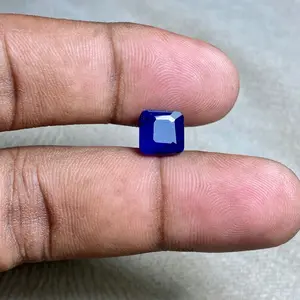 Batu Blue safir tanzania natural blue sapphire Corundum tanzania kotak dim 8x8x5 CT 4.25