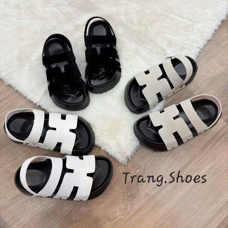 Sandal Dép Chữ H quai ngang 2in1 - đế cao 5 cm chất liệu da sần- da lộn phù hợp đi chơi đi học đi làm - dep-dephotrend