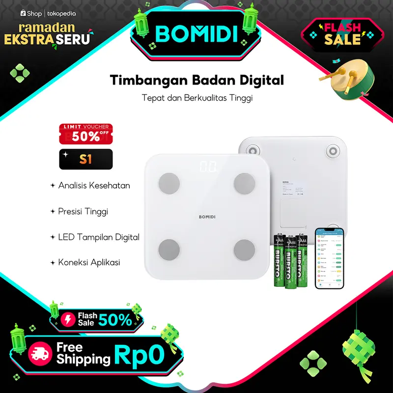 [COD] BOMIDI Body Fat Scale S1 Timbangan Badan Smart Scale Digital Timbangan Scale Skala Berat Badan 0