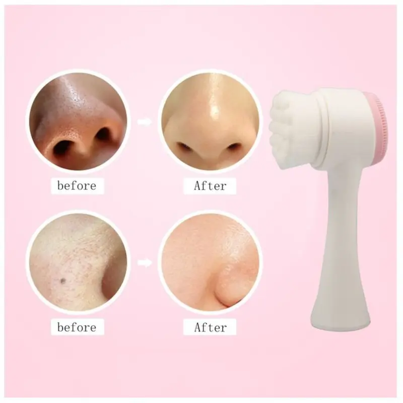 LH Alat Cuci Muka 2 Sisi Pembersih Wajah Silikon Brush Facial Brush Silikon 2in1 Alat Pembersih Pemijat Muka Silicone Halus 5