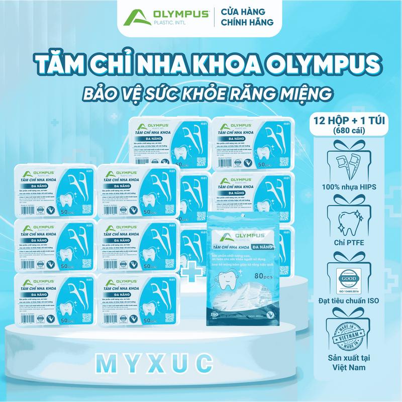 {CHÍNH HÃNG} [MUA 12 Hộp tặng 1 Túi] 680c Tăm chỉ nha khoa OLYMPUS made in Vietnam (tổng 680c) chinhakhoa