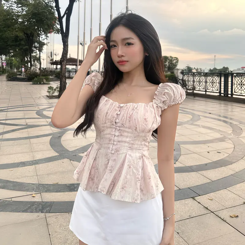 Áo Babydoll Kiểu Nữ Tay Bồng (Có Mút V1) Chun Lưng Chiết Eo Dáng Bồng Xoè Công Chúa Kimee - KA664 | BigBuy360 - bigbuy360.vn