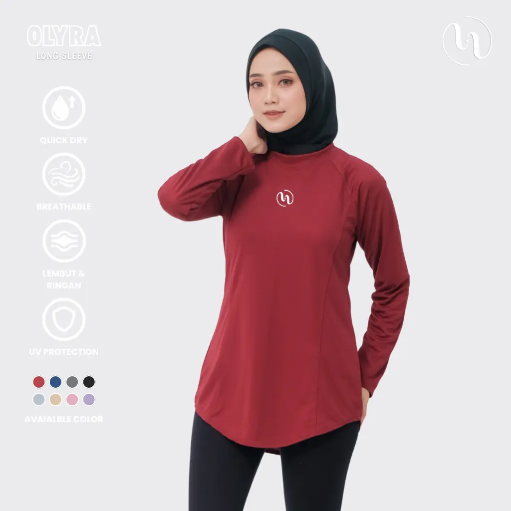 HIVVY - Olyra Long Sleeve Oval Baju Atasan Olahraga Wanita Lengan Panjang Sport DryFit