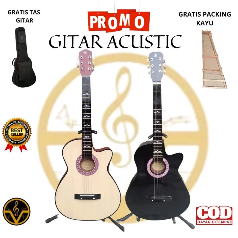 Gitar Akustik Yamaha Custom Untuk Pemula Senar String Rangka Kayu pinus 2