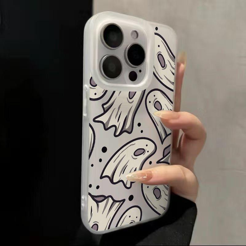 Mài lỗ lớn phim hoạt hình ma cho iphone 16 vỏ điện thoại iPhone 15promax bao gồm tất cả 14pro / 13