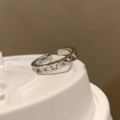 Bộ Nhẫn Nơ Bất Đối Xứng Đều Hàn Quốc Cho Nữ, Màu Bạc, Ins Tinh Xảo, Quà Tặng Ngày Lễ Tình Nhân 8