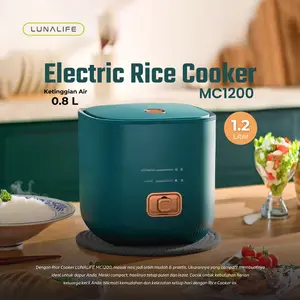 LUNALIFE Rice Cooker Penanak Nasi Portable 0.8L 200Watt Ketinggian Air 0.8Liter, 200gr/ 2 Cup Nasi