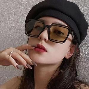 FS Geometric Square Sunglasses Bold Frame UV Protection Korea Aesthetic Kaca Mata Viral Unisex TikTok Trend 2025 Must-Have Look Cermin Mata Hitam