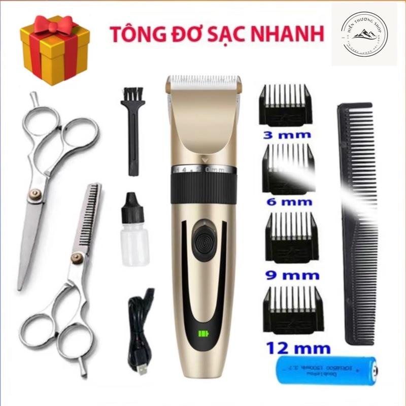 Tông Đơ Cắt Tóc CG - Đầu Sạc USB - Tặng 2 Kéo và 9 Phụ Kiện