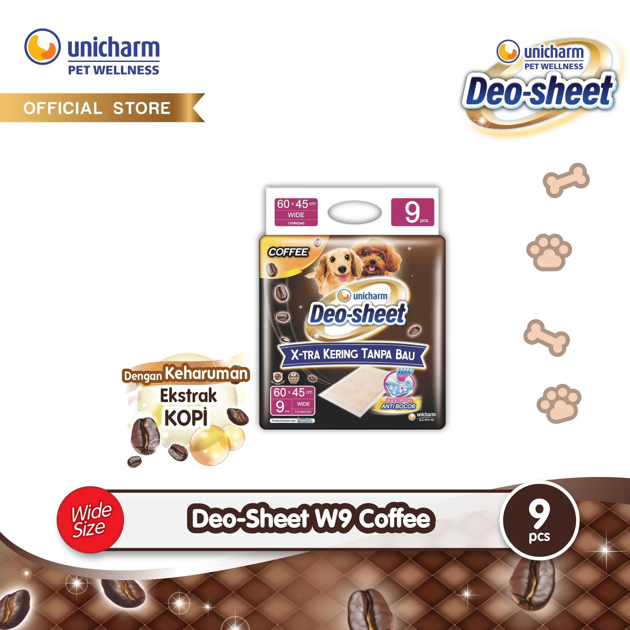 Unicharm Pet - Deo Sheet Wide W9 Coffee - Pad Underpada
