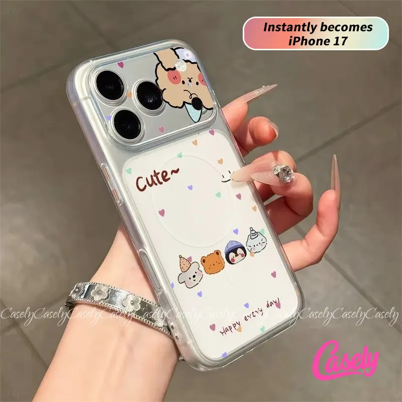 Áp dụng cho IPhone 14 16 15 Plus Air17 15 13 16 11 14 12 Pro Max Động vật dễ thương đơn giản chống ngã vật liệu cao cấp