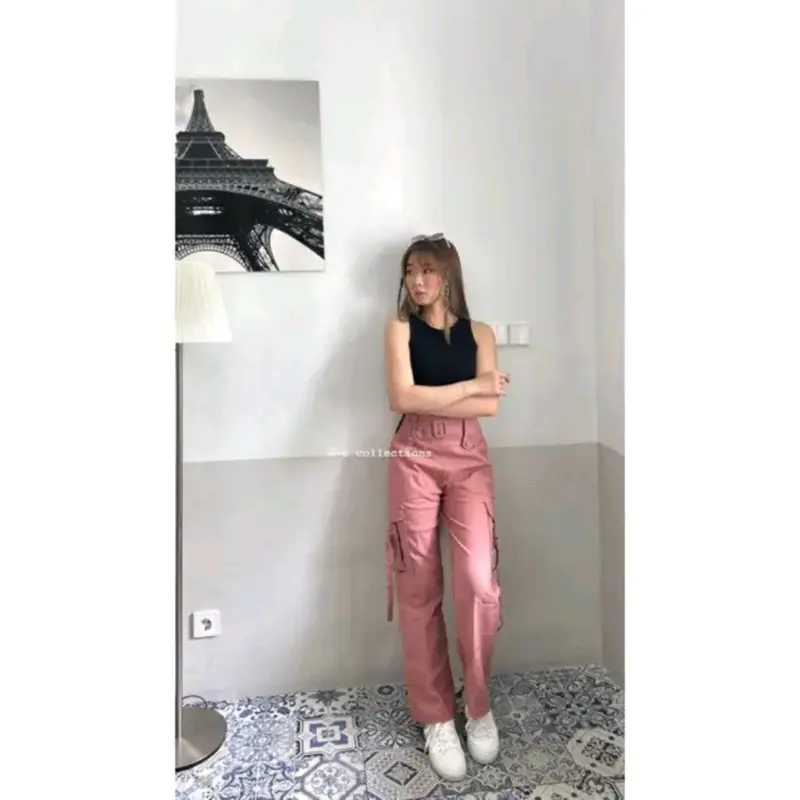 AVE 1113 - Michelle Qullote Cargo Pants | Celana Kulot Kargo Wanita Dewasa Soft Jeans 1