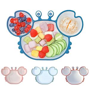 Silicone Feeding Set Divided Suction Plate Spoon Set For Children Baby Feeding Training Divided Serving Dish Plates Dishes